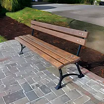 Чугунная садовая скамейка Merano Lite без подлокотников со спинкой, доски ольхи 150 см, 30 кг
