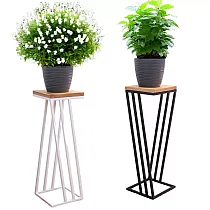Čvrsti stalak za biljke u obliku trokuta s kompaktnom hrastovom površinom, crne ili bijele, visine 50 cm, 60 cm ili 70 cm
