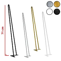 Pernas de mesa de metal em gancho de 2 barras, diâmetro 12 mm, altura 71 cm - conjunto de 4 pernas