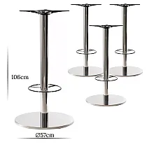 HORECA centralna podnožja za barske mize z oporo za noge, iz nerjavečega jekla, višina 106 cm, polirana ali satinirana, 4 kom, za mizne plošče do D90 cm