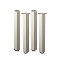 Bordsben i anodiserad aluminium med fyrkantigt tvärsnitt och inox-effekt, höjd 71 cm, 82 cm, 110 cm, set om 4 st