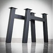 Gambe da tavolo in metallo a forma di H per tavolo da pranzo o tavolo da ufficio, altezza 71 cm, larghezza totale 79 cm, set di 2 gambe