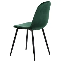 Polstrede fløjlsstole uden armlæn, mosgrøn farve, højde 87 cm, sædehøjde 46 cm, sæt med 4 stole