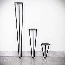 Patas de mesa de metal Hairpin 3 varillas con pies (20, 40, 73 cm) - Juego de 4 patas