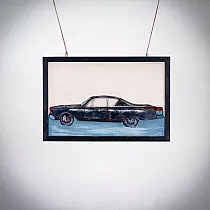 3D metallist seinakunst &amp;amp;quot;Retroauto&amp;amp;quot;, mõõdud 60x40cm