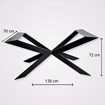 Ämblik-tüüpi metallist lauajalg 8×2 cm profiiliga jalgadega, kõrgus 72 cm, 136×70 cm raam