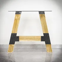 Gambe da tavolo in legno di pino a forma di A con rivestimenti in acciaio, 80x71 cm (2 pezzi)