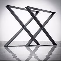 Tvirtos metalinės X formos stalo kojos iš plieno, aukštis 71 cm, plotis 80 cm, 2 vnt rinkinyje
