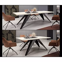 Išskleidžiamas stačiakampis valgomojo stalas – 140/190/240 cm, stalviršio plotis: 80 cm, aukštis: 76 cm, modernios juodos arba baltos metalinės kojos, patvarus laminuotas stalviršis iš 6 spalvų pasirinkimo, 76 cm aukštis