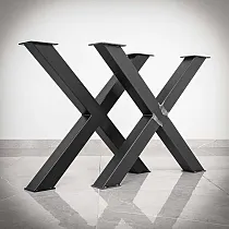 Masīva izskata tērauda galda kājas X-veida, augstums 71 cm, kopējais platums 82 cm, komplektā 2 gab.
