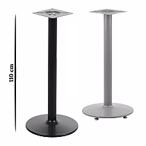 Centrāla metāla galda pamatne bāra augstuma galdiem, melns vai pelēks pulverkrāsojums, augstums 110 cm