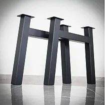 pernas de mesa de metal em forma de H para mesa de jantar ou mesa de escritório, altura 71 cm, largura total 79 cm, conjunto de 2 pernas